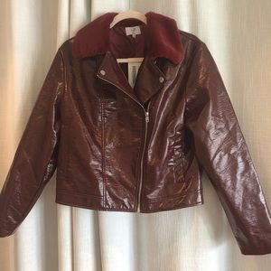 Burgundy moto jacket